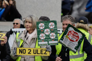 Protesting ULEZ Expansion at Trafalgar Square, London 15th April 2023 - Steve Eason