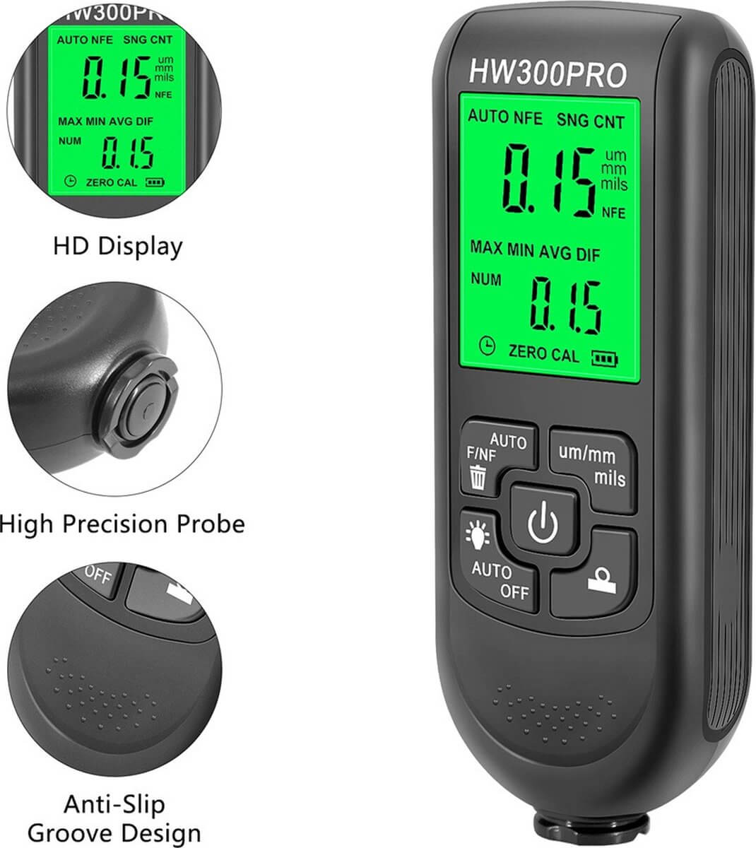 HW300PRO Autolak Diktemeter details en opties